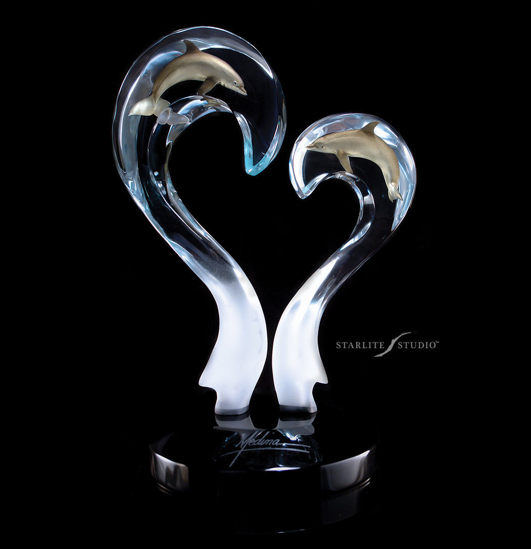Amore Dolphin Lucite Art Cremation Urn