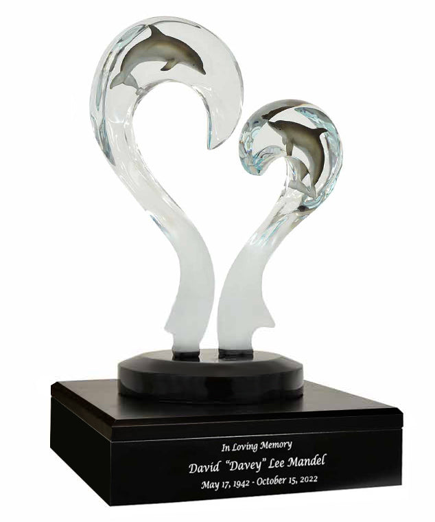 Amore Dolphin Lucite Art Cremation Urn