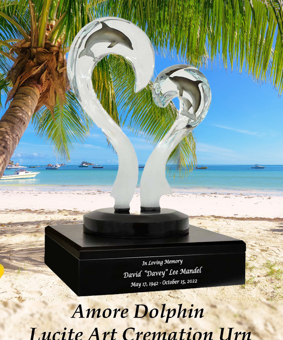 Amore Dolphin Lucite Art Cremation Urn