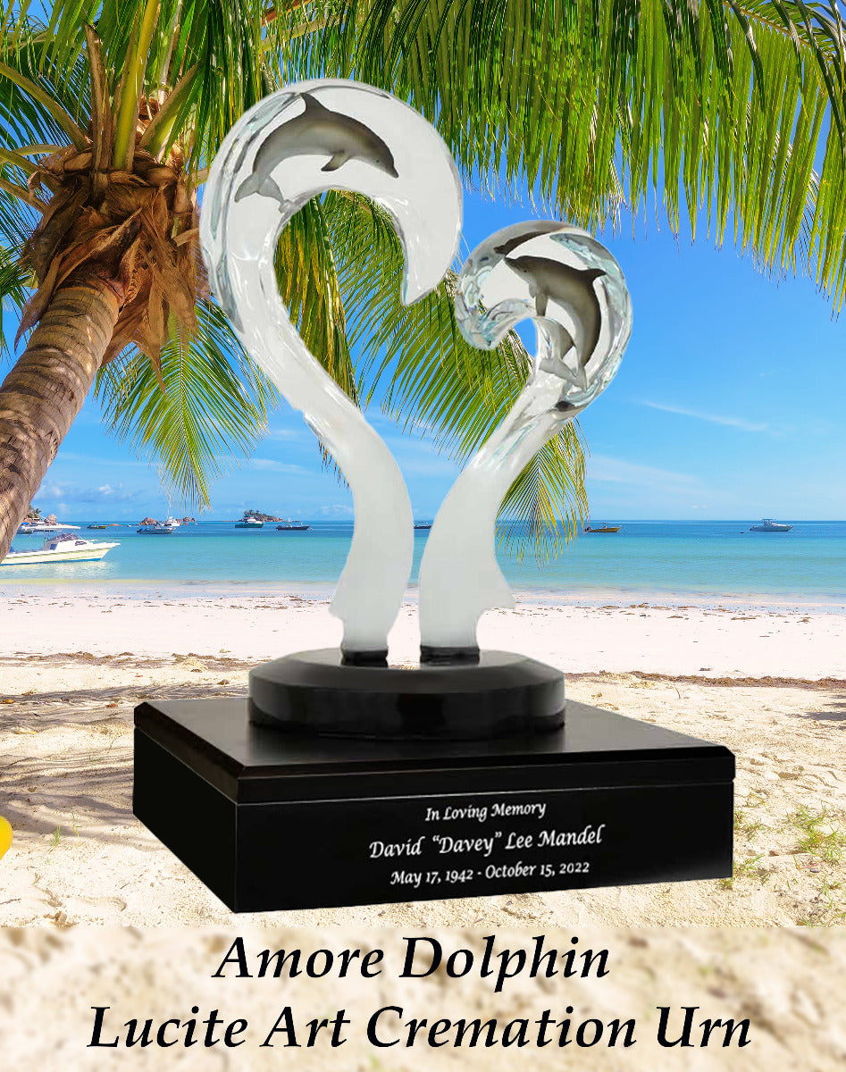 Amore Dolphin Lucite Art Cremation Urn