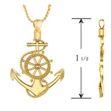 Anchor & Wheel 10KT or 14KT Gold Cremation Jewelry Urn - ORDER NOW