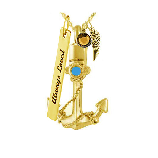 Anchor Gold Necklace Ash Urn - Love Charms™ Option