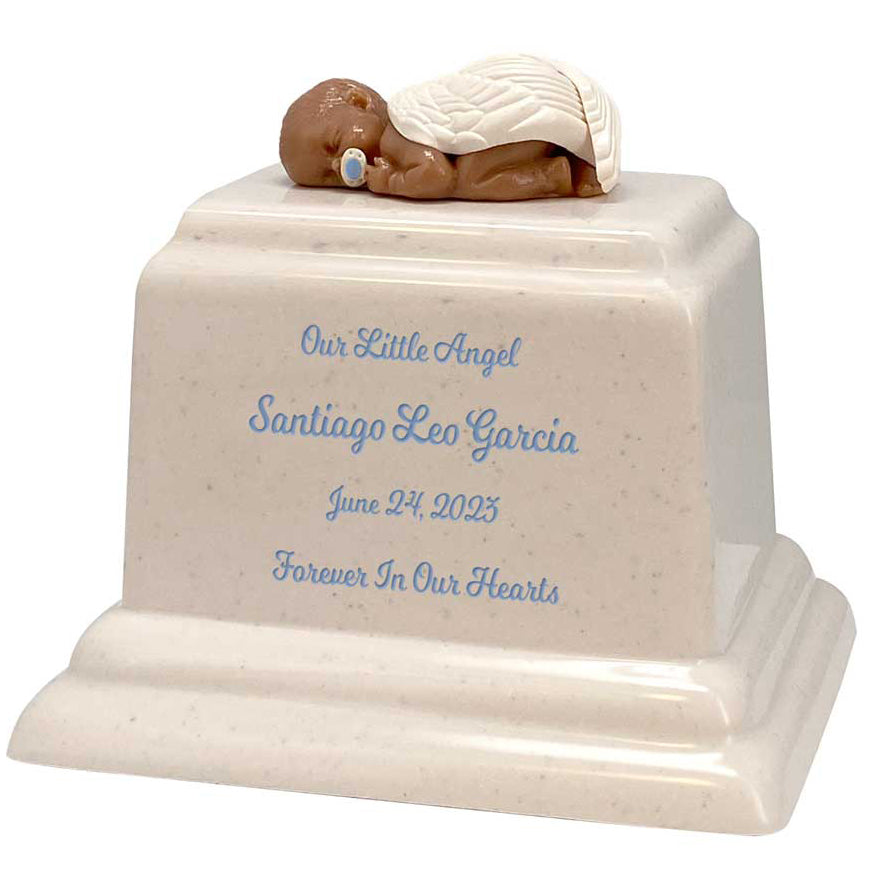 Infant Angel With Pacifier Brown Baby Urn - Boy, Girl Or Unknown Sex