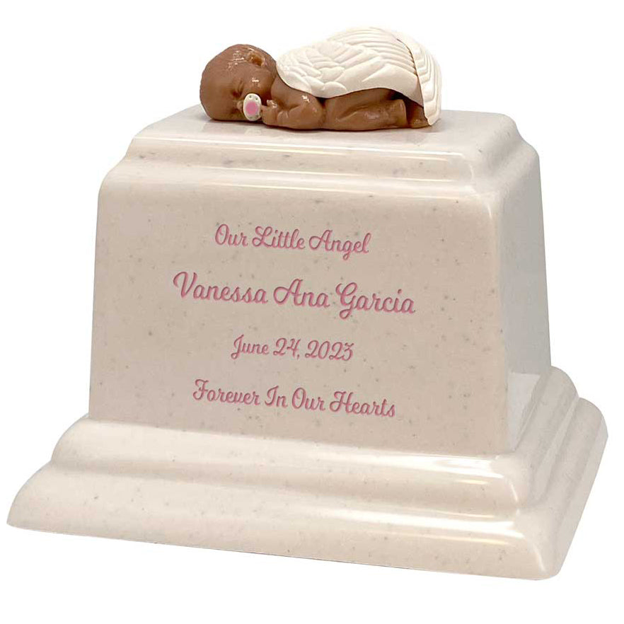 Infant Angel With Pacifier Brown Baby Urn - Boy, Girl Or Unknown Sex