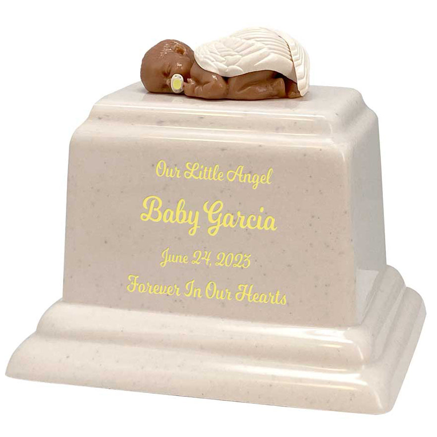Infant Angel With Pacifier Brown Baby Urn - Boy, Girl Or Unknown Sex