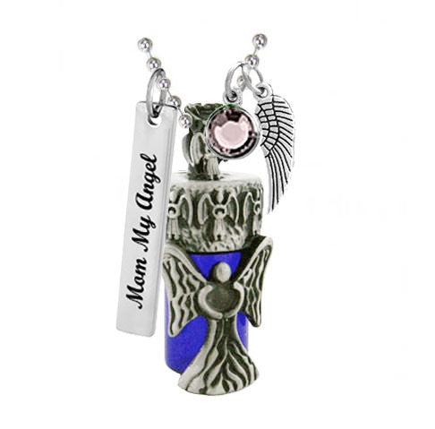 Angel Blue Cobalt Pendant Urn - Love Charms Option