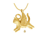 Halo Angel Cat Gold Ash Pendant Urn - Love Charms™ Option 