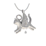 Halo Angel Cat Sterling Silver Ash Urn - Love Charms™ Option 
