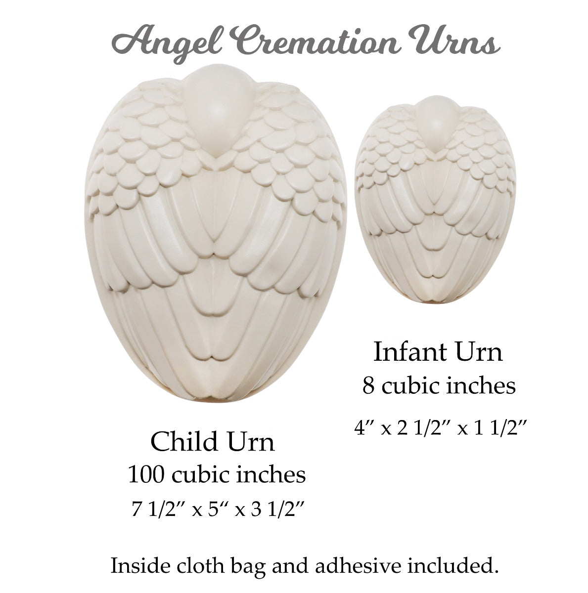 Serene Angel Wing Infant or Child Cremation Urns - 2 Sizes