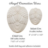 Serene Angel Wing Infant or Child Cremation Urns - 2 Sizes