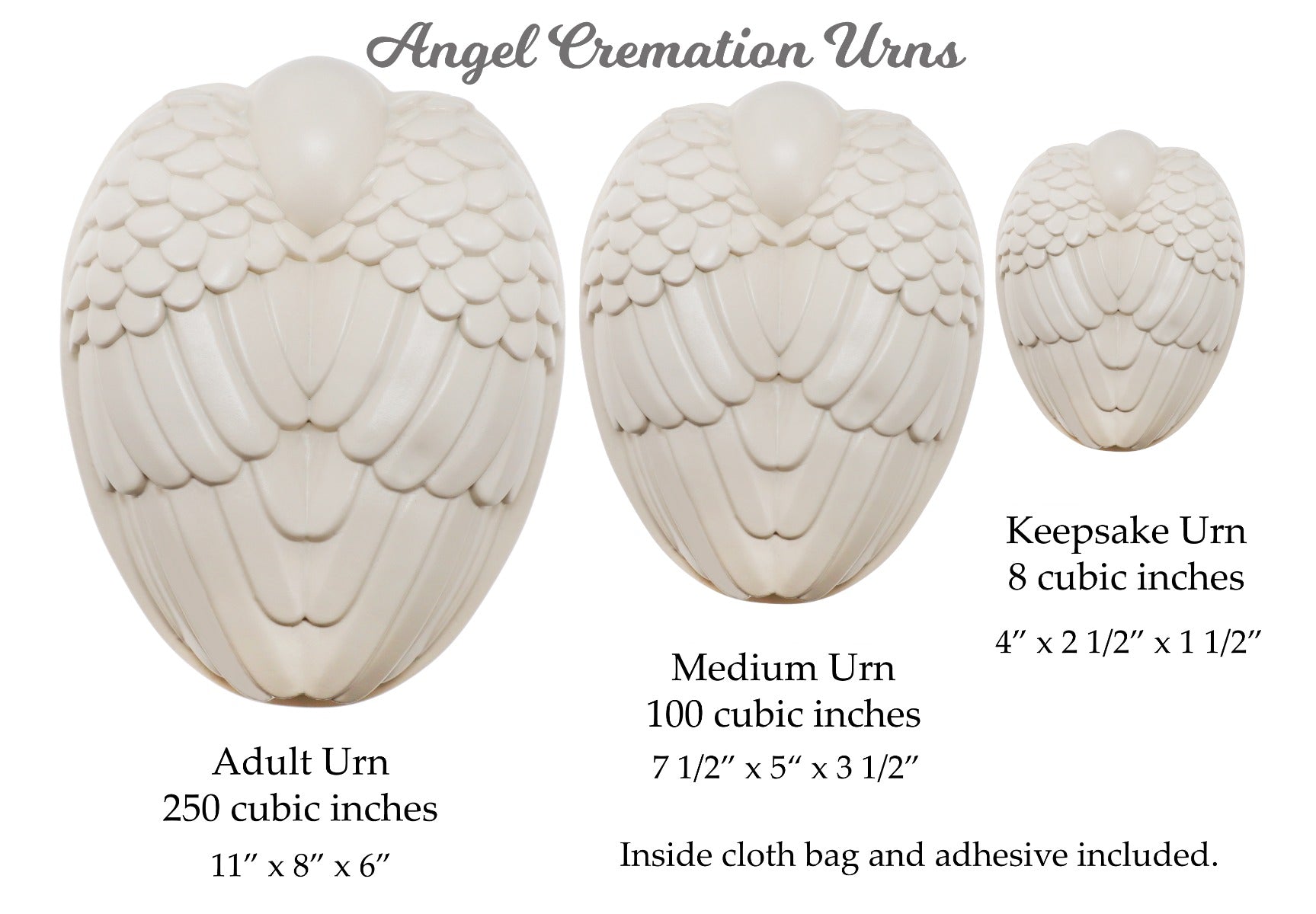Serene Angel Wing Cremation Urns - 3 Sizes