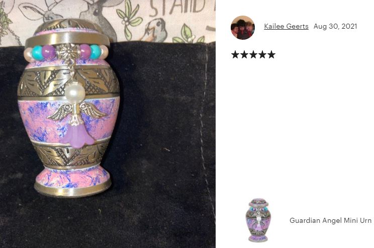 Princess Angel Pewter Keepsake Urn - Love Charms™ Option