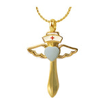 Nurse Angel Gold Cremation Jewelry Urn - Love Charms® Option 