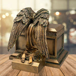 Weeping Angel Photo Adult Cremation Urn - Custom Wings & Plate Engraving - Beautiful Mourning Angel
