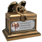 Weeping Angel Photo Pet Cremation Urn - Custom Wings & Silver Engraving - Beautiful Mourning Angel