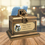 Weeping Angel Photo Pet Cremation Urn - Custom Wings & Gold Engraving - Beautiful Mourning Angel