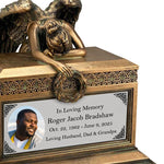 Weeping Angel Photo Adult Cremation Urn - Custom Wings & Plate Engraving - Beautiful Mourning Angel