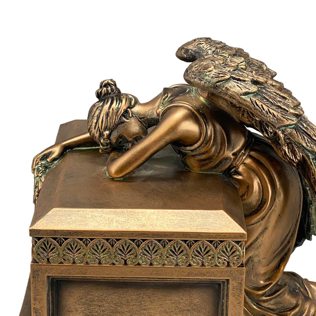 Weeping Angel Photo Adult Cremation Urn - Custom Wings & Plate Engraving - Beautiful Mourning Angel