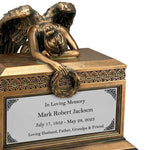 Weeping Angel Bronze Adult Cremation Urn - Custom Plate and Wings - Beautiful Mourning Angel