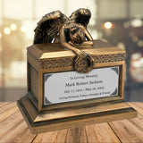 Weeping Angel Bronze Adult Cremation Urn - Custom Plate and Wings - Beautiful Mourning Angel