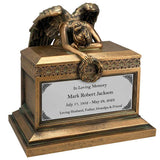 Weeping Angel Bronze Adult Cremation Urn - Custom Silver or Gold Engraving - Beautiful Mourning Angel