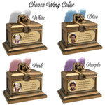 Weeping Angel Photo Child Cremation Urn - Custom Wings & Gold Engraving - Beautiful Mourning Angel