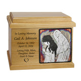 Oak Wood Raku Tile Adult Cremation Urns - Free Engraving