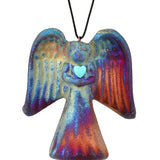 Angel Turquoise Heart Raku Ornament
