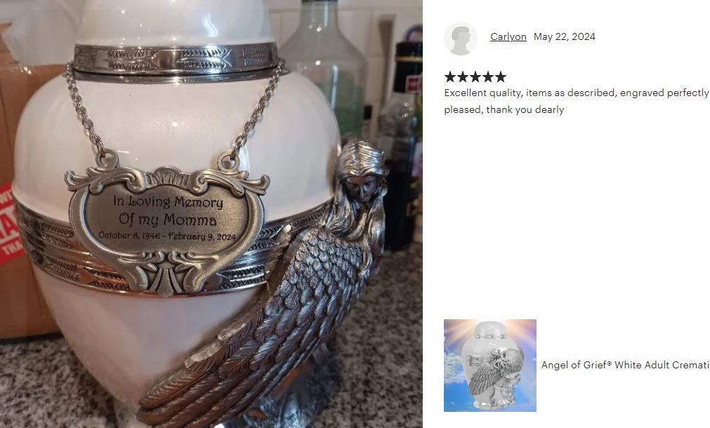 Heart Medallion Urn Name Plate - Birth & Passing Stone Option