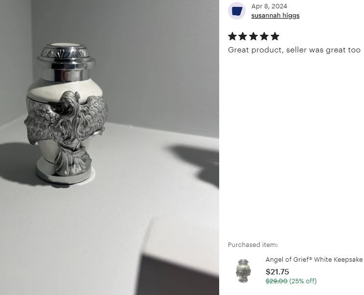 Wings of an Angel White Keepsake Urn - Engraving Option 