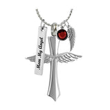 Large Unisex Winged Cross Ash Pendant Urn - Love Charms Option