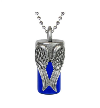 Angel Wings Blue Cobalt Pendant Urn - Love Charms Option