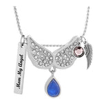 Angel Wings Blue Teardrop Pendant Urn - Love Charms™ Option 