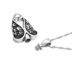 Forever Angel Wings White Heart Jewelry Urn -Love Charms™ Option