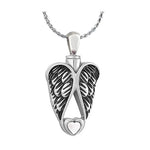 Forever Angel Wings White Heart Jewelry Urn -Love Charms™ Option