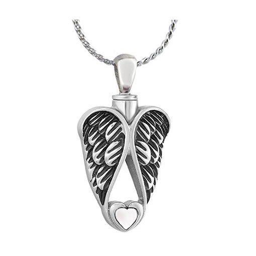 Forever Angel Wings White Heart Jewelry Urn -Love Charms™ Option