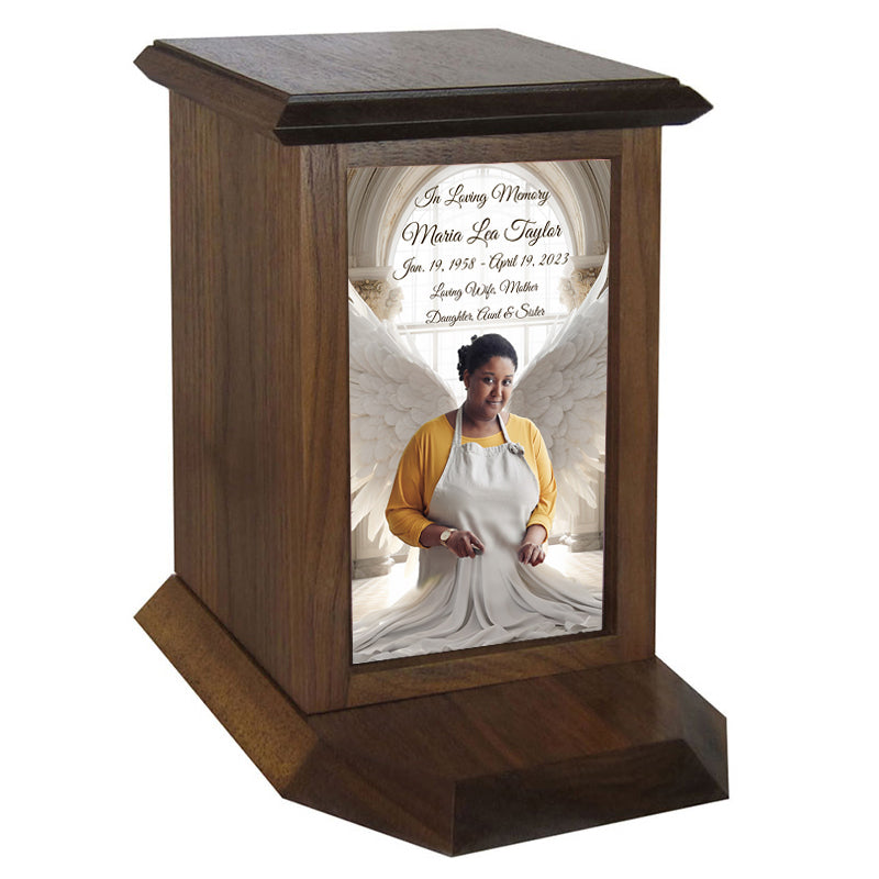 Angel Wings Photo Cremation Urn Candle Included Adult Urn
