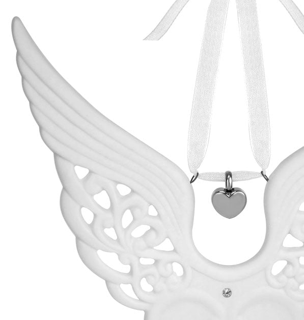 Angel Silver Heart Urn Ornament