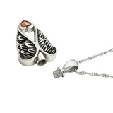Angel Wings Ruby Heart Stainless Pendant Urn