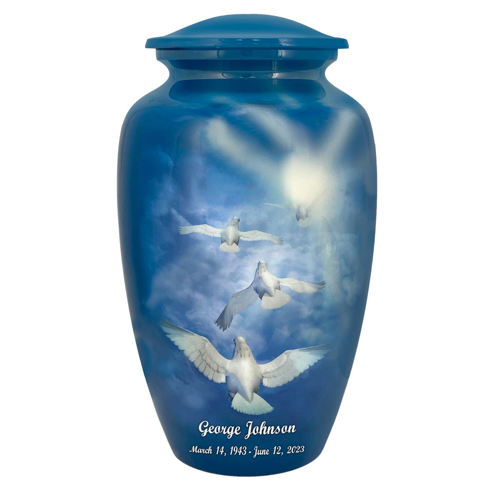 Angelic Doves Adult Cremation Urn - Tribute Wreath™ - Pro Sand Carved Engraving