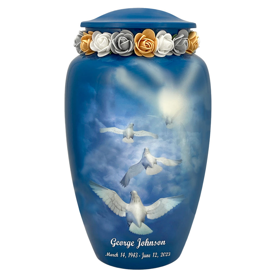 Angelic Doves Adult Cremation Urn - Tribute Wreath™ Option