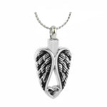 In Angel's Wings Black Onyx Heart Pendant Urn - Love Charms Option