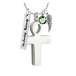 Men's Life Ankh Ashes Necklace Urn - Love Charms Option