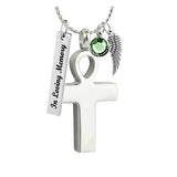Men's Life Ankh Ashes Necklace Urn - Love Charms Option