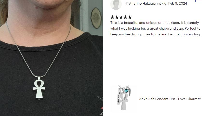 Ankh Ash Pendant Urn - Love Charms™ Option