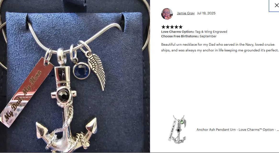 Anchor Ash Pendant Urn - Love Charms™ Option