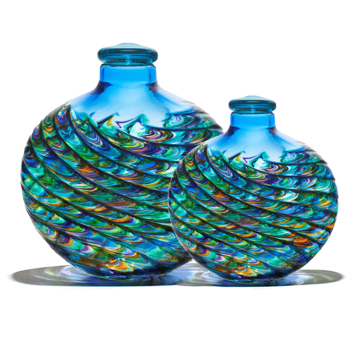 Inspiring Aqua Ocean Mosaic Glass Adult (SOLD OUT) or Medium Urn - Personalization Option - Made in USA