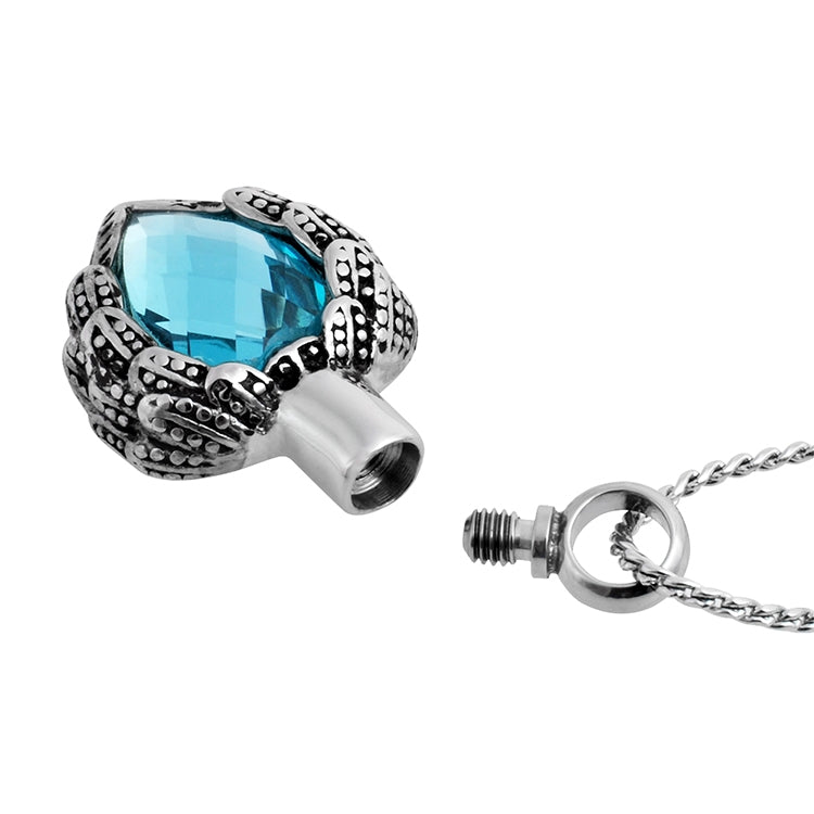 Aqua Crystal Winged Heart Ash Urn