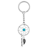 Aqua Bead Dream Catcher Wing Urn Keychain