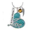Aqua Love Heart Pendant Urn - Love Charms Option